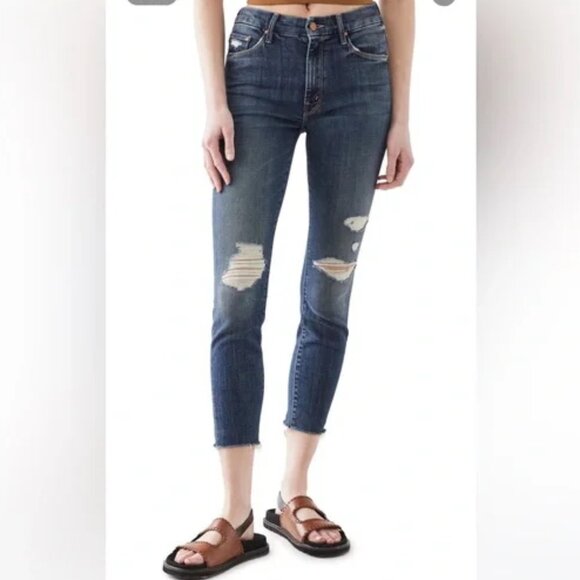 Mother High Waisted Looker Ankle Fray in Wicked Wildflower - Picture 2 of 14